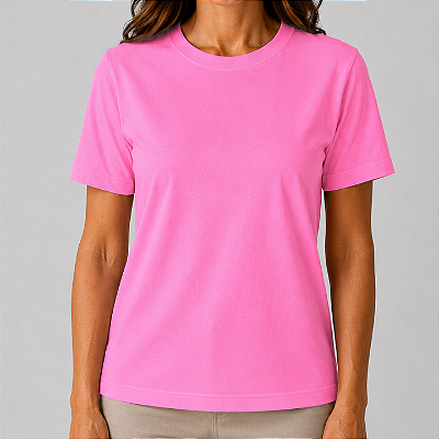 Blusa Rosa Lisa Florescente Básica Feminina Algodão