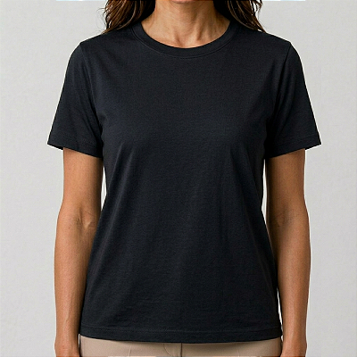 Blusa Preta Lisa Básica Feminina Algodão