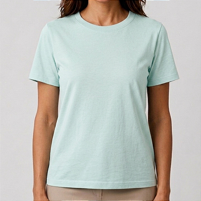 Blusa Turquesa Claro Lisa Básica Feminina Algodão