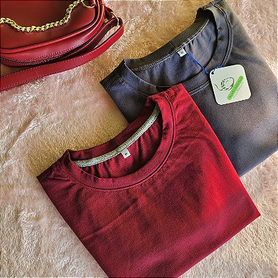 Duas Blusas Básicas Lisas Femininas Algodão