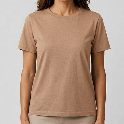 Blusa Nude Lisa Básica Feminina Algodão