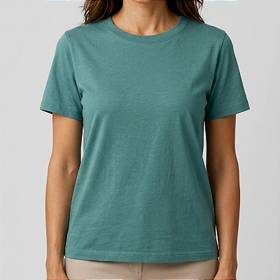 Blusa Verde Palmeira Lisa Básica Feminina Algodão
