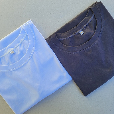 Kit Favoritas-Grafite e Branca-Duas Blusas Básicas Lisas Femininas Algodão