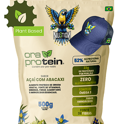 Proteína ervilha premium: 2 OraProteins + Boné Trucker Azul