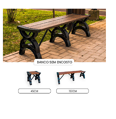 Banco Jardim Sem Encosto 1,50m - Madeira Plástica