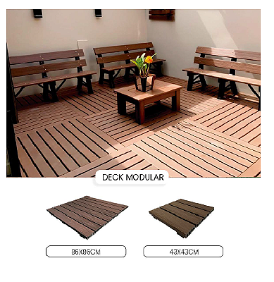 Deck Modular Texturizado 86x86 cm - In Brasil Madeira Plástica