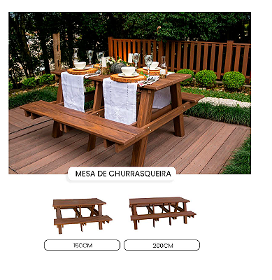 Mesa Churrasqueira 1,50 metros In Brasil Madeira Plástica