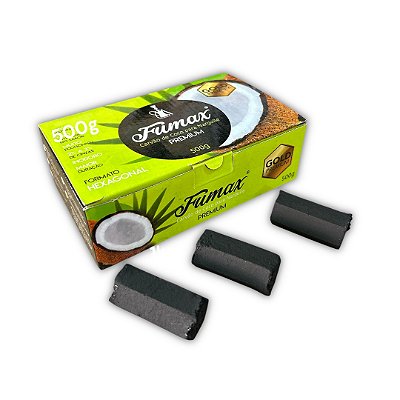 Carvão Coco Fumax 500g - Sabor Intenso e Pouca Cinza