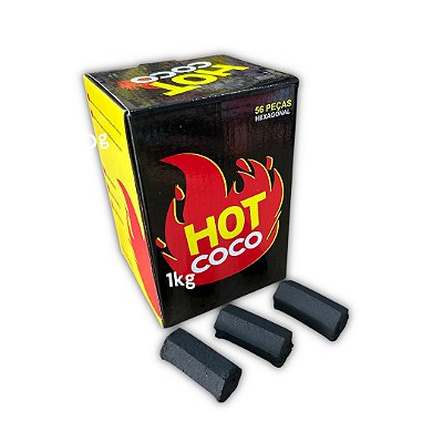 Carvão Coco Hot Coco 1kg - Alta Performance e Longa Duração