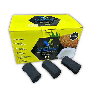 Carvão Coco Vibes 1kg - Qualidade Premium e Sessões Longas