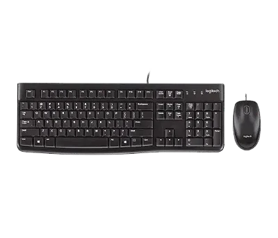 Kit Mouse e Teclado Logitech c/ Fio Preto - MK120