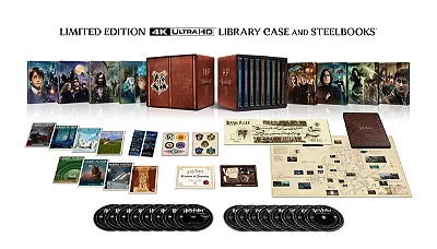 Harry Potter - Edição Limitada de 25 Anos Coleção Completa 8 Filmes - Steelbook Library Case (4K UHD + Blu-ray, 2001-2011) - UK - Dublado e Legendado - [PRÉ-VENDA PARA 05/10/2026]