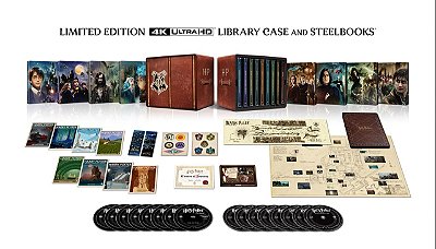 Harry Potter - Edição Limitada  de 25 Anos Coleção Completa 8 Filmes - Steelbook Library Case (4K UHD + Blu-ray + Digital, 2001-2011) - US -Dublado e Legendado