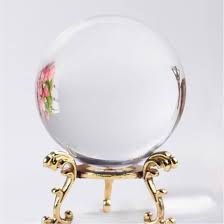 Bola de Cristal Média Base Dourada – 8cm