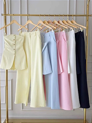 Conjunto Alfaiataria Calça Blusa sem Alça Ana