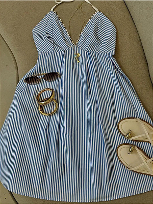 Vestido curto listrado Tamires