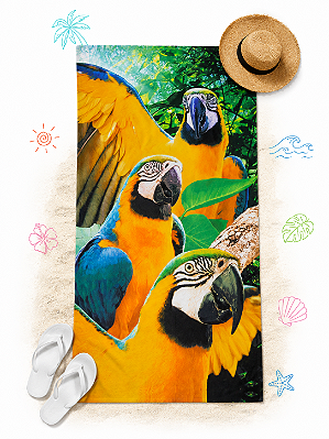 Toalha de Praia 3 Araras 70 x 140 cm – Algodão e Poliéster