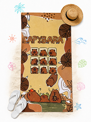 Toalha de Praia Capivara Capybara 70 x 140 cm 200 g/m²