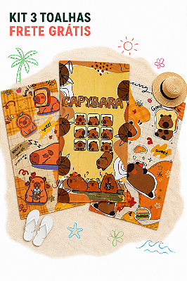 Kit 3 Toalhas de Praia Capivara 70x140 cm