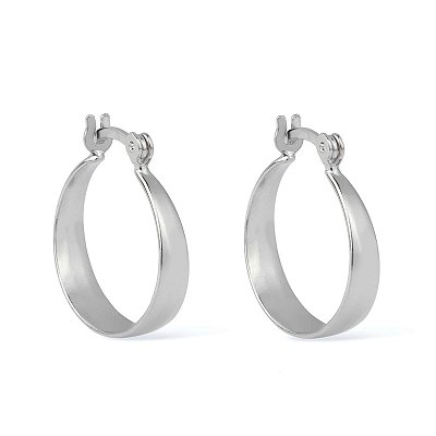 Brinco Prateado de Argola Média Lisa Chapada