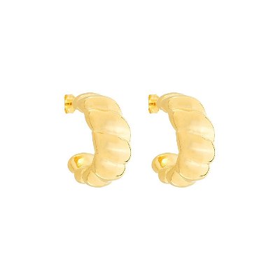 Brinco Dourado de Meia Argola Orgânico Arredondado