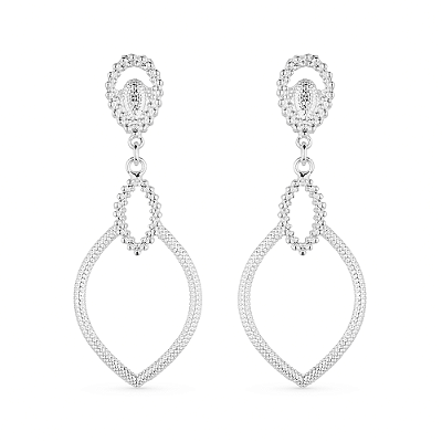 Brinco Prateado Luxo Gota de Gala