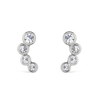 Brinco Prateado com 4 Pontos de Luz em Zircônia