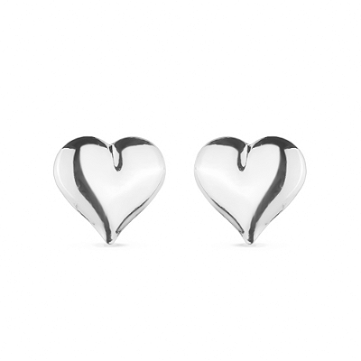 Brinco Prateado de Coração Médio