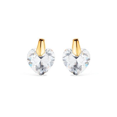 Brinco Dourado de Pedra Zircônia em formato de Coração