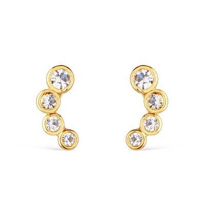Brinco Dourado com 4 Pontos de Luz em Zircônia