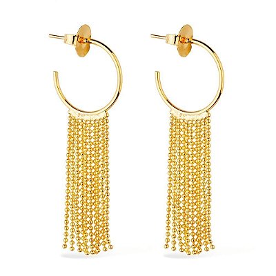 Brinco Dourado de Argola e Franja
