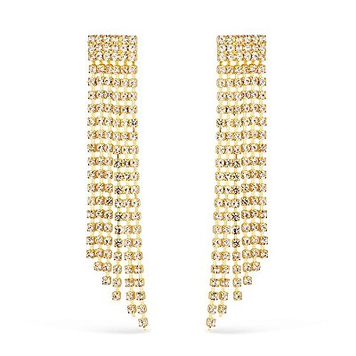 Brinco Dourado de Luxo com 123 Pedras de Strass