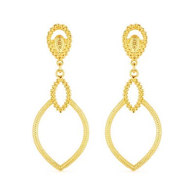 Brinco Dourado Luxo Gota de Gala