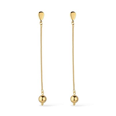 Brinco Dourado de Corrente com Bola