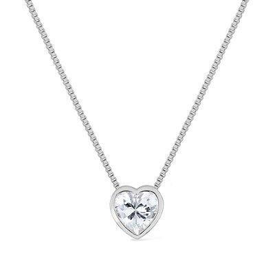 Colar Prateado de Pedra Natural em formato de Coração