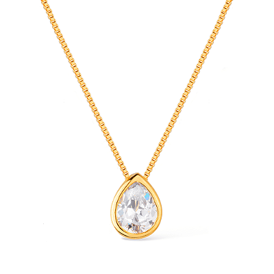 Colar Dourado de Gota em Zircônia