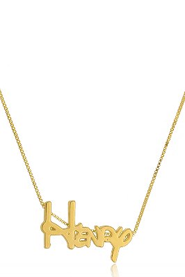Colar Personalizado Com Nome Letra Da Disney Folheado Em Ouro 18k