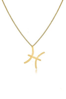 Colar Personalizado Signo De Peixes Folheado Em Ouro 18k