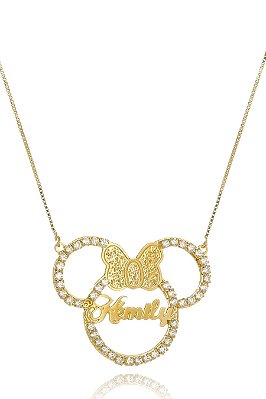 Colar Personalizado Mickey E Minnie Nome Trabalhado Em Zircônia