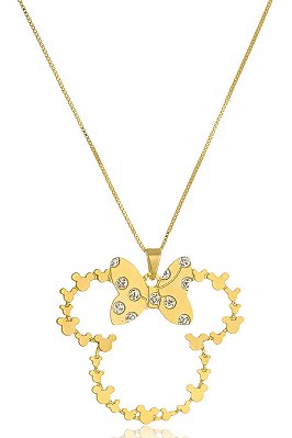Colar Personalizado Minnie Vazado Com Zircônia