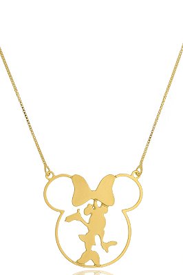 Colar Personalizado Minnie No Meio Folheado Em Ouro 18k