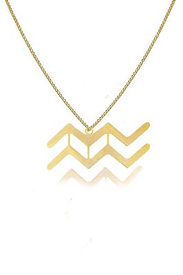 Colar Personalizado Signo De Aquário Folheado Em Ouro 18k