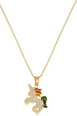 Colar Personalizado Unicórnio  Folheado Em Ouro18k
