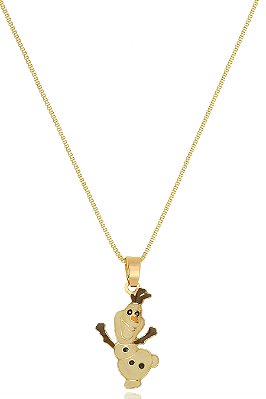 Colar Personalizado Olaf Frozen Folheado Em Ouro 18k