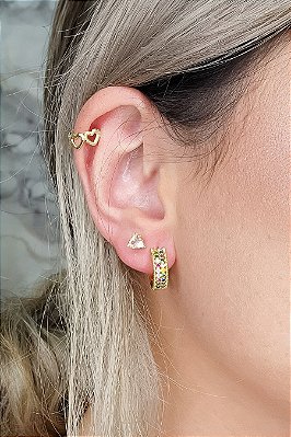 Brinco Argolinha Com Micro Zircônias Coloridas Banhado Em Ouro 18k