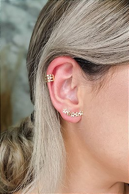 Brinco Ear Cuff Estrelas Pequenas Banhado Em Ouro 18k