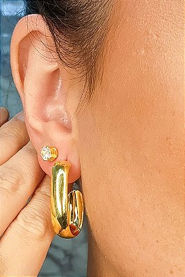 Brinco Mini Ponto De Luz Banhado Em Ouro 18k