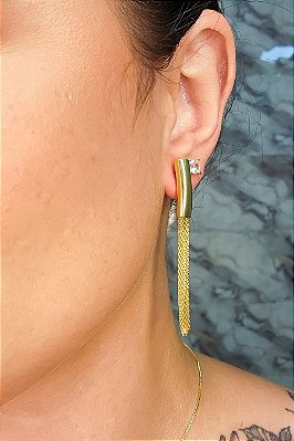 Brinco Fio Grosso Trabalhado Banhado Em Ouro 18k