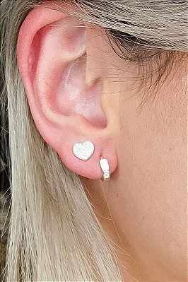 Brinco De Coração Com Micro Zircônias Em Prata 925