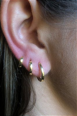 Trio De Brinco Liso Banhado Em Ouro 18k